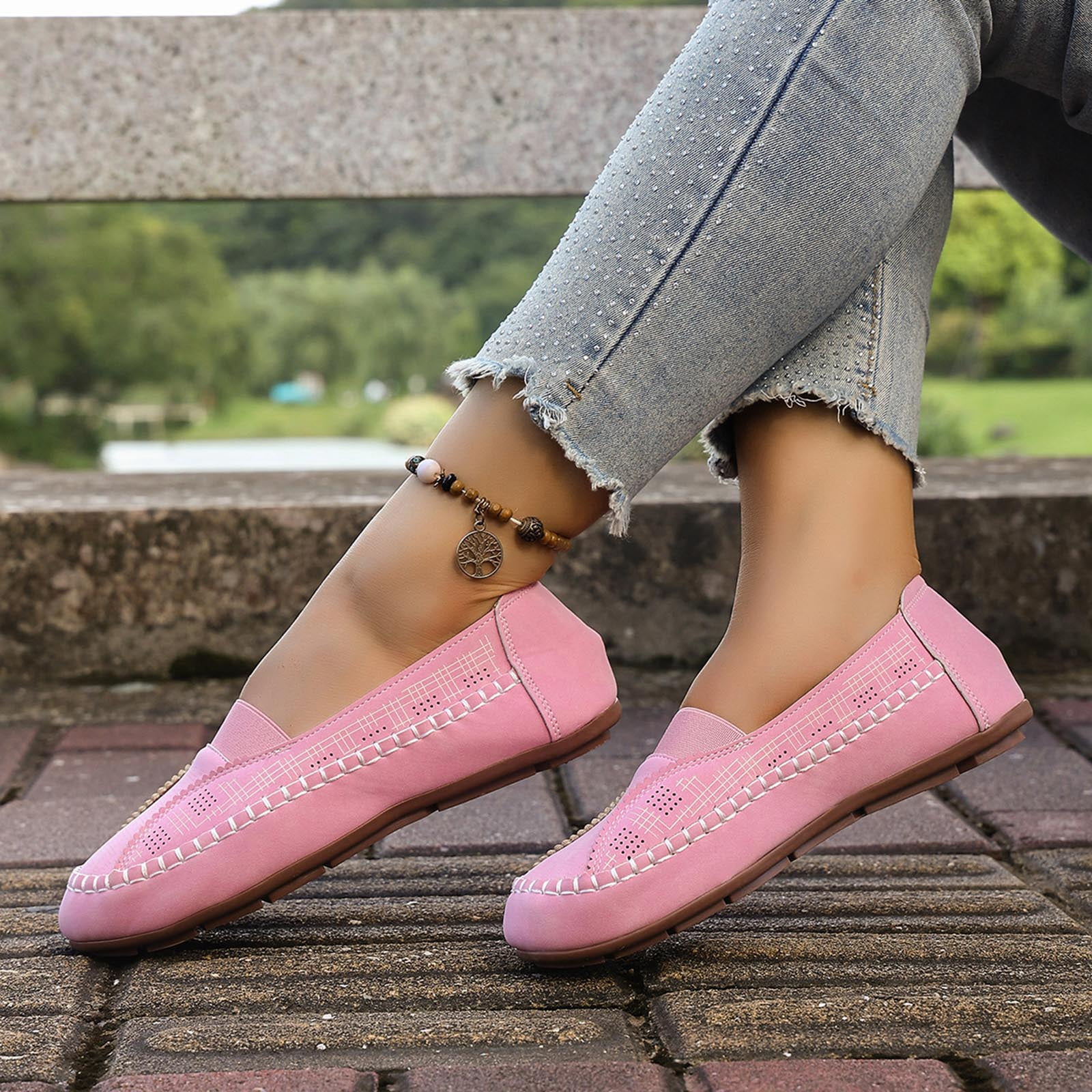 Chenyee Womens Casual Canvas Walking Shoes Comfortable Boat Loafers with Arch Support Slip On Sneakers