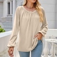 thumbnail image 2 of Annhoo Going out Tops for Women Long Sleeve V Neck Pleated Dressy Shirts Fall Loose Vacation Casual Clothes, 2 of 5