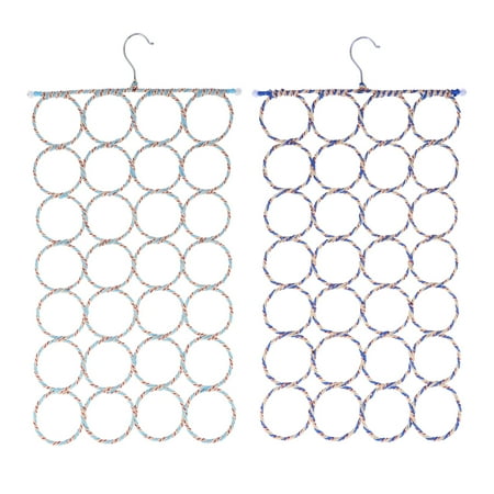 Tineasur 2Pcs Assorted Color Plastic Storage Racks with Hooks for Ties Scarves and Accessories