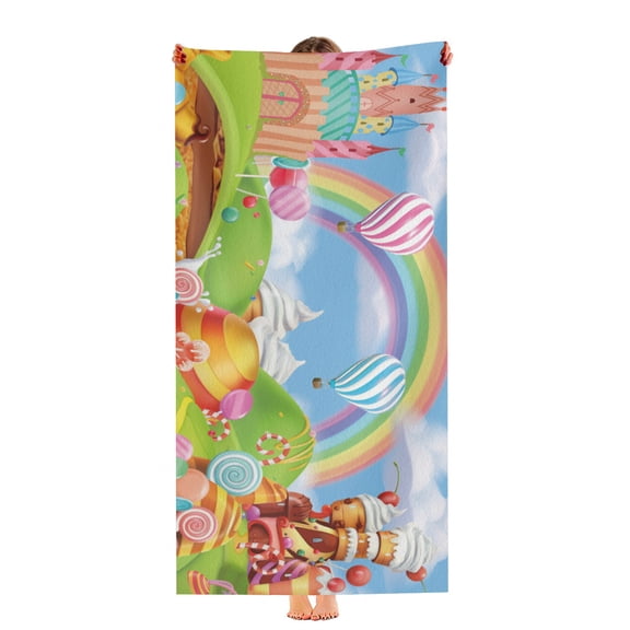 Candyland Beach Towel Quick Drying Microfiber Lightweight 30"x60" Birthday Gift