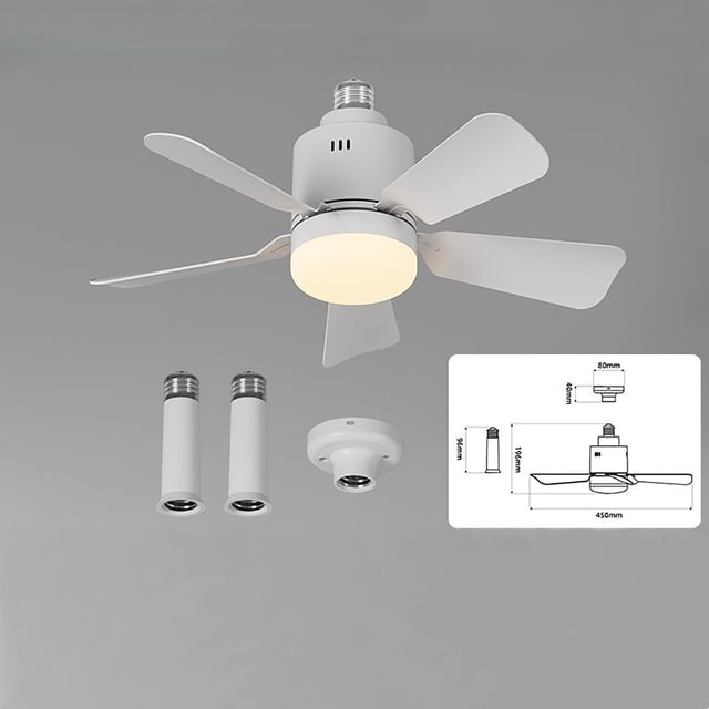 Birdeem Screw In Ceiling Fan Light with Remote, E27 Socket Fan with Dimmable LED, 3-Speed Small Ceiling Fan for Bedroom Office, 10 Inch Compact Fan with Light Kit