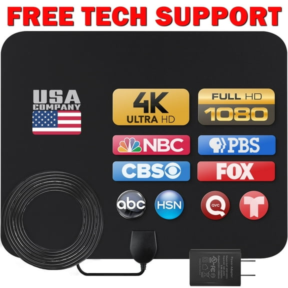 330 Mile Long Range Signal Reception HDTV Indoor Antenna [Early Release 2025 Chipset], Signal Booster with 16.5 ft Coax Cable by Mata1-USA