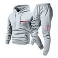 thumbnail image 3 of Ceisia Men's PARIS Print Hooded Tracksuit Set with Kangaroo Pocket for Casual & Sports Wear Gray S Gifts, 3 of 4