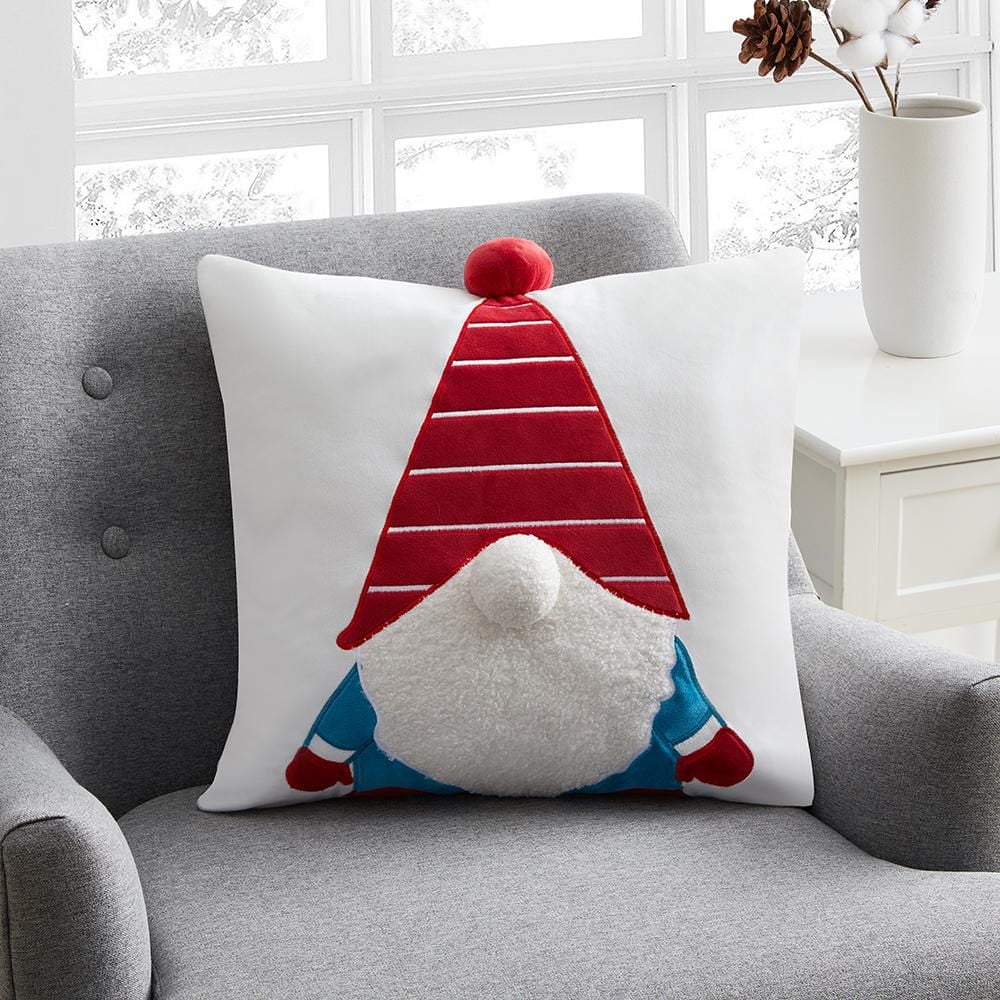 Holiday Time Gnome Decorative Cushion in White