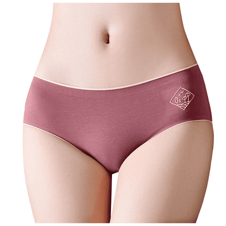 Fulorrnie Underwear for Women Comfort Hiphuggers Breathable Cute Panties Seamless Waist Elastic Panty Red L