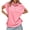 Pink, variant on Short Sleeved Summer Women Solid Color Polo Shirt Tops