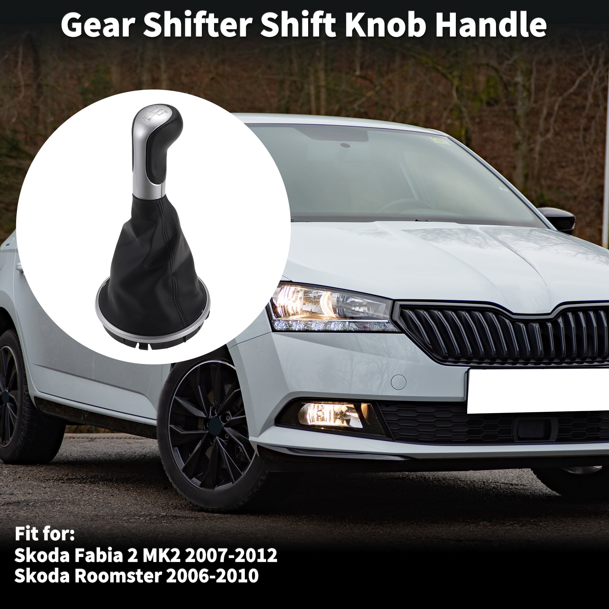 Unique Bargains Manual Gear Shift Knob Handle for Skoda Fabia 2 MK2 2007-2012 Shift Gear Lever Knob Gearstick Gaiter Boot Cover Plastic Leather