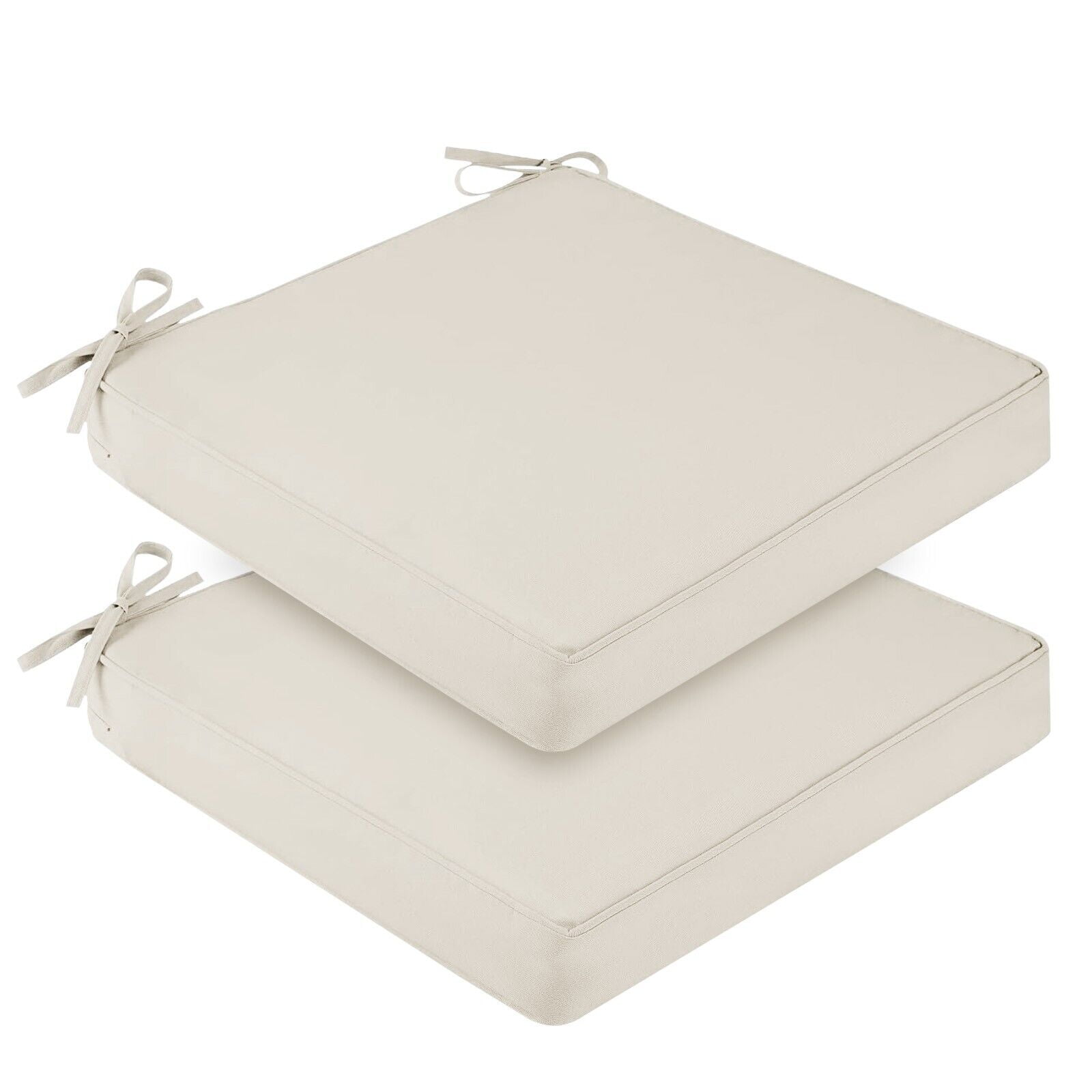 (Set of 2) Outdoor Chair Cushions for Patio Furniture, Waterproof 19" x 19" x 3" Square Patio Chair Seat Cushion with Non-Slip Ties & Handle