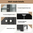 thumbnail image 6 of Costway Bathroom Floor Storage Cabinet Kitchen Cupboard with 2 Drawers & Glass Doors Black, 6 of 10
