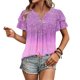 thumbnail image 3 of Camisas de Cuello de Tripulación de Manga Corta para las Mujeres Plisado Mangas de Ruffle, Cuello Redondo Casual Primavera Y Blusa de Verano, 3 of 7