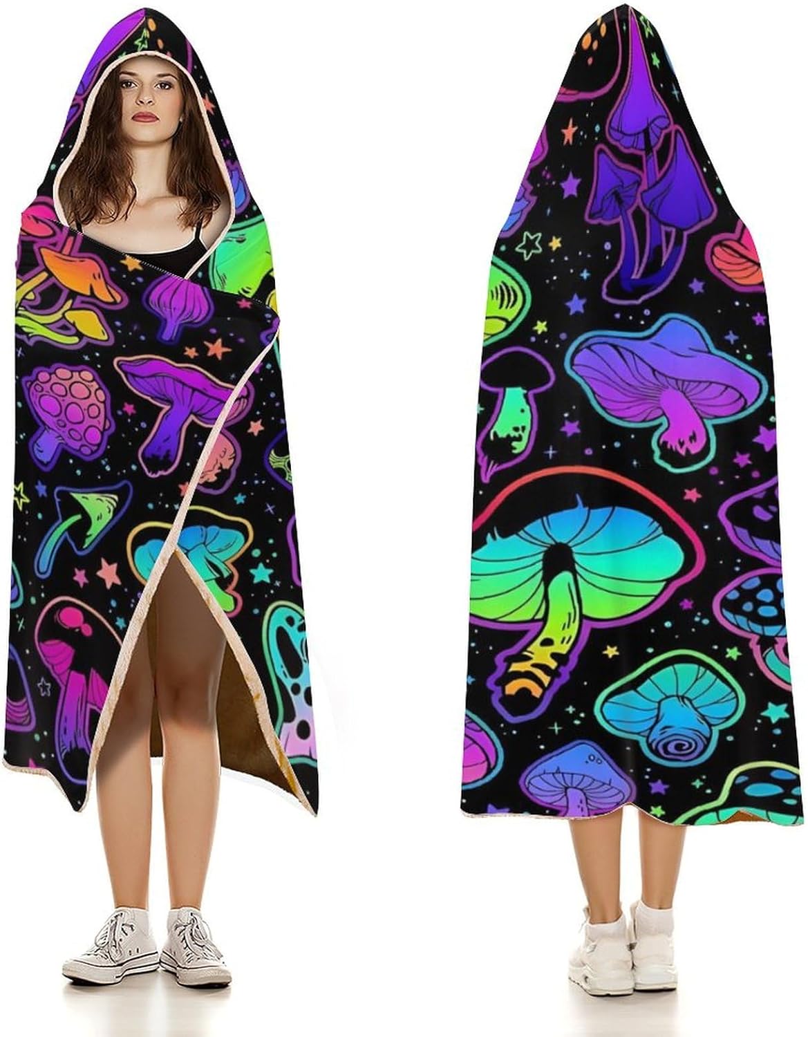 Mushroom Hooded Blanket Mushrooms Gifts for Women Mushrooms Wearable Blanket Hoodies Blankets for Bed Room Decorative
