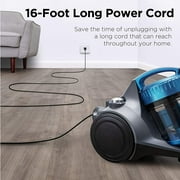 Eureka Whirlwind Canister Vacuum, Lightweight, Telescope Wand, Long Power Cord with Auto Rewind, Blue
