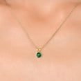 thumbnail image 3 of Gem Stone King 14K Yellow Gold Green Nano Emerald Solitaire Pendant Necklace for Women | 0.30 Cttw | Round 4MM | With 18 inch Chain, 3 of 6