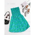 thumbnail image 5 of HAPPY BAY Women's Summer Smocked Strapless Beach Swing Tube Top Dress One Size Dolphin, Green, 5 of 5