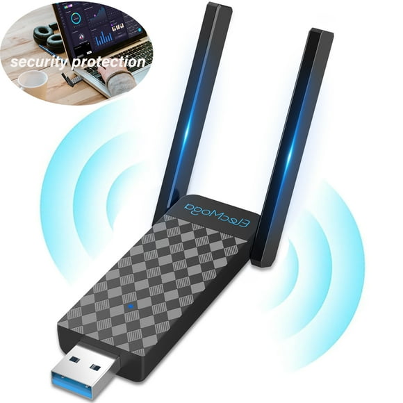 USB WiFi Adapter,ElecMoga 1300Mbps Wireless Network Adapter Dual Band 5GHz/2.4GHz WiFi Dongle USB 3.0 5dBi Antenna WiFi Adaptor for Desktop PC, Support Windows 11/10/8.1/8/7, Mac OS 10.9-10.15
