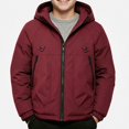 thumbnail image 2 of Piuwrlz Boys Hood Padded Jacket Boy Cotton Puffer Jacket with Zipper Long Sleeved Winter Coat Wine Size 7, 2 of 6
