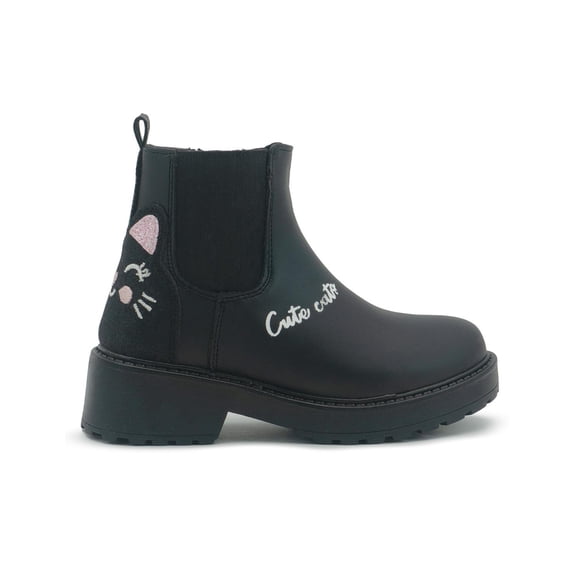 Botin Bambino Para Niña Chunky Gatito Antiderrapante Negro negro 20