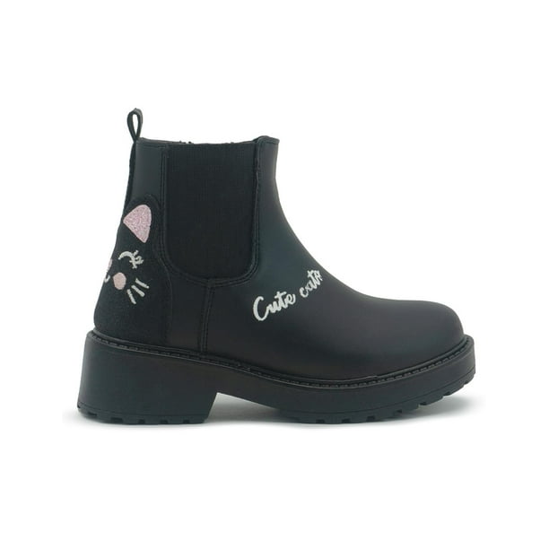 Botin Bambino Para Niña Chunky Gatito Antiderrapante Negro negro 20