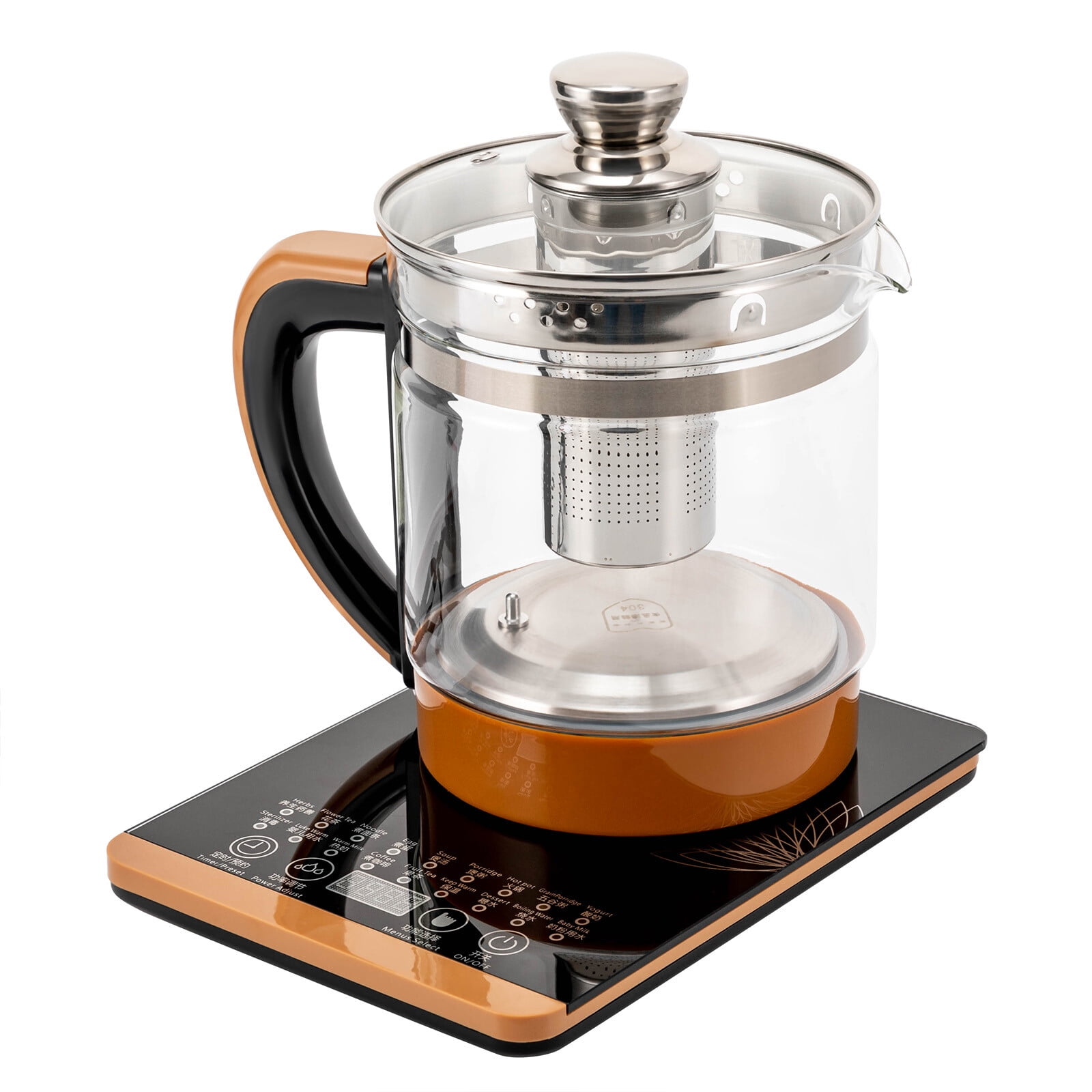 FOGGBET 1.8L Electric Tea Kettle Hot Water Boiler Pot with Filter & Digital Heating Base 800W 110V