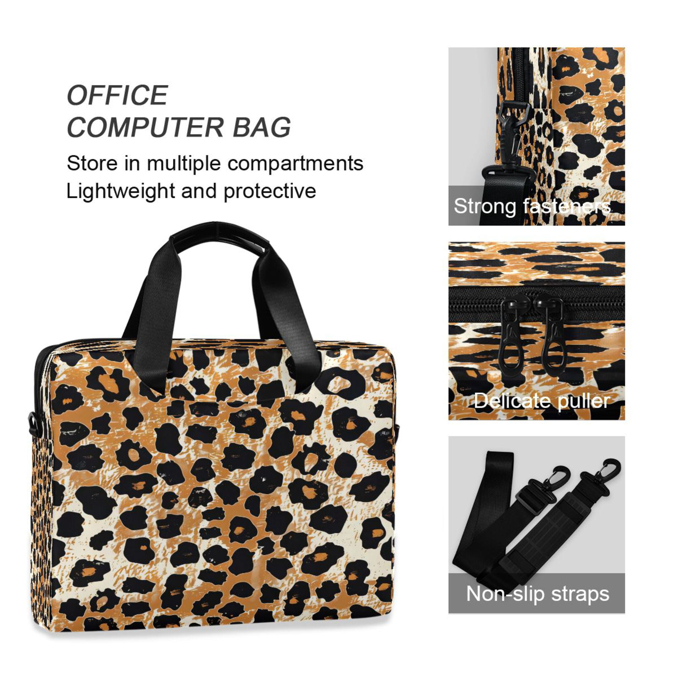 Laptop Bag Laptop Briefcase 15.7 x 3 x 11.8 Inches Laptop Bag Briefcases Laptop Storage Travel Laptop Bag Work Laptop Bag Leopard Print