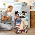 thumbnail image 5 of Yayeee Freestanding Laundry Hamper with Handle Collapsible Large Storage Basket for Clothes, Baseball Pattern, 5 of 7