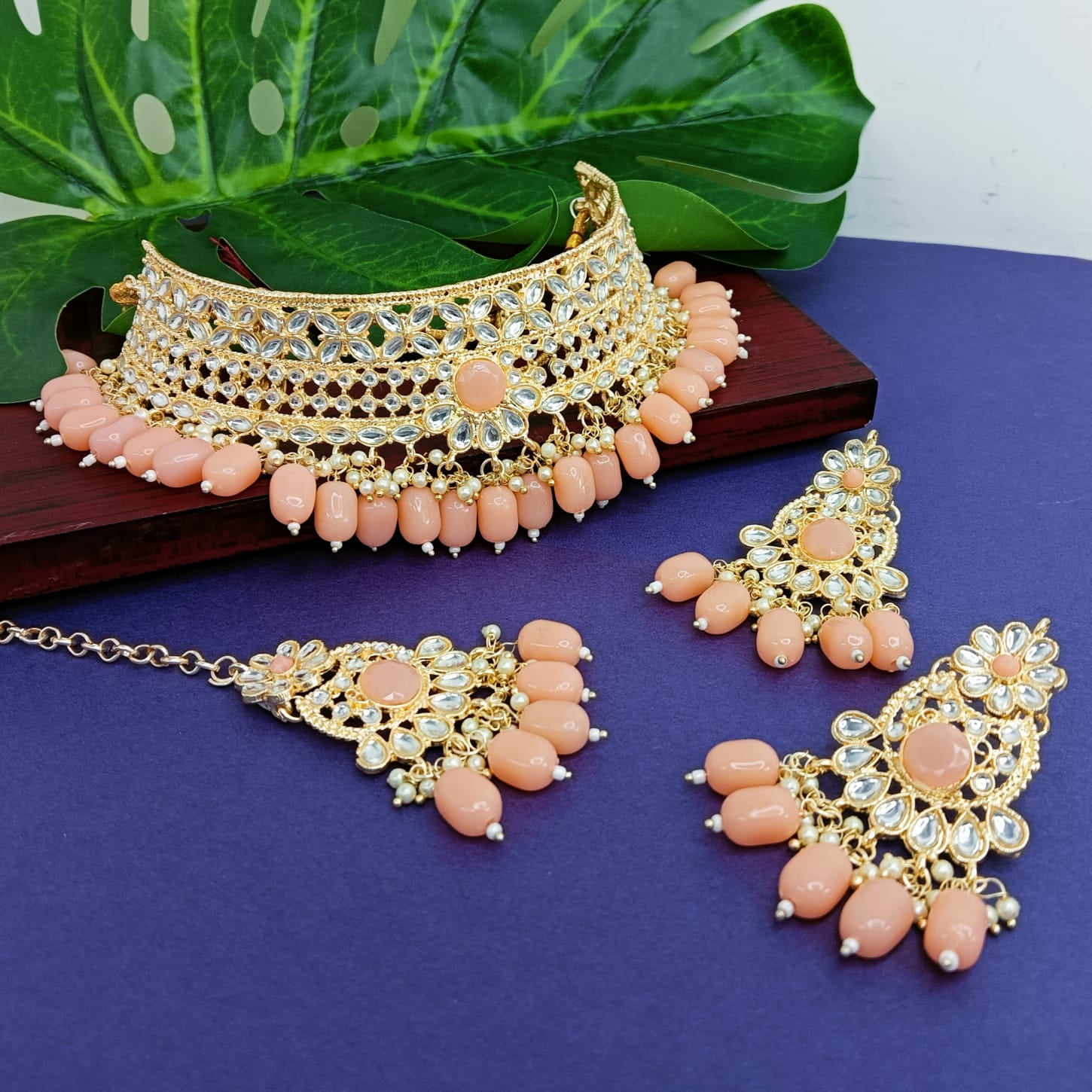 Buy Priyaasi Gold-Plated Peach Colour Geometric Shape Beads Drop Earrings  Online