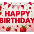 thumbnail image 3 of Strawberry Themed Happy Birthday Banner Background Backdrop Party Decorations for Birthday Party Photography Props Photo Booth Decors, 3 of 7