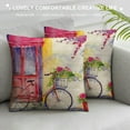 thumbnail image 3 of Creowell Watercolor Bicycle Flower Throw Pillow Covers Spring Summer Succulent Plants Rustic Farmhouse Decorations Pillow Cases Waist Lumbar Pillowcase, 3 of 5