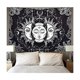 thumbnail image 1 of Tapiz de pared con mandala de luna y sol blanco y negro, tapiz Celes, 1 of 2