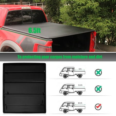 Four-Fold Tonneau Cover With Light Fits For Dodge 2002-2017 Universal 6.5ft Auto Tonneau Bed Pickup Truck Accessories