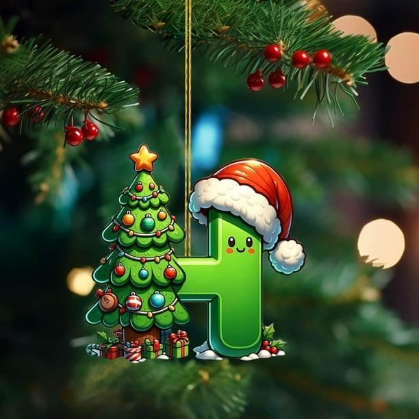 Árbol de Navidad Decoraciones Árbol de Navidad Acrílico 2D 26 Letra Colgante Regalo Decorativo Familia Fiesta de Navidad Colgante