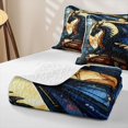thumbnail image 4 of Feelyou Moon Night Dragon Twin Quilt Set for Men Boys, Book Rose Animal Twin Coverlet Set, Black Blue, 2-Piece, 4 of 7