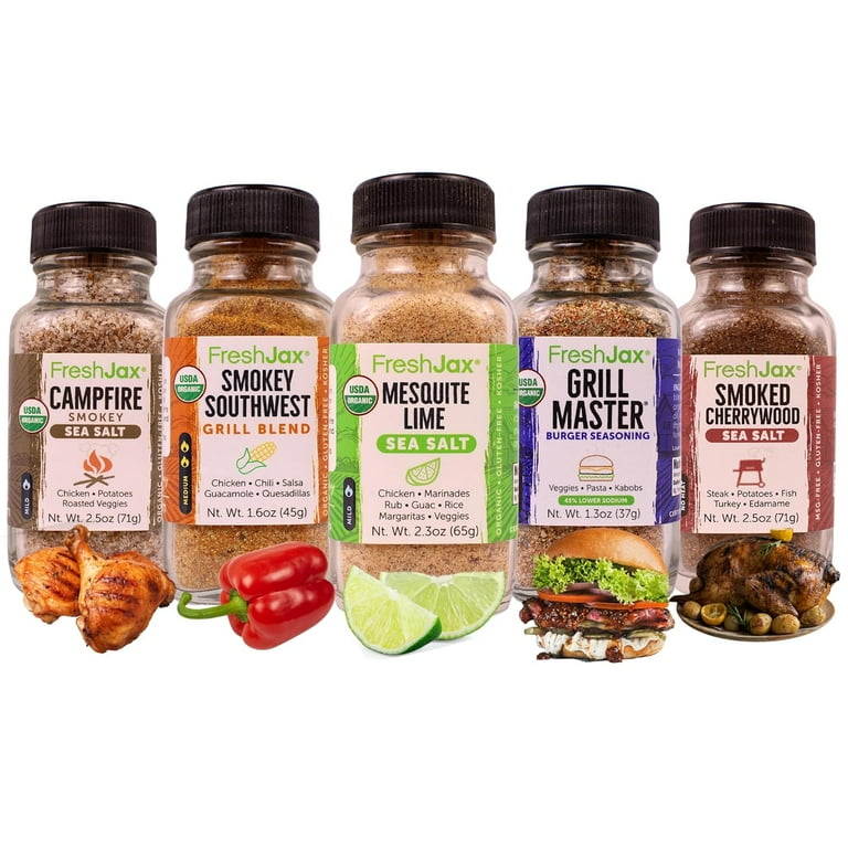 FreshJax Smoked Seasoning Gift Set Pack of 5 Organic Smoked Spices Grilling Gifts for Men BBQ Grill Spices and Rubs Gift Set Walmart