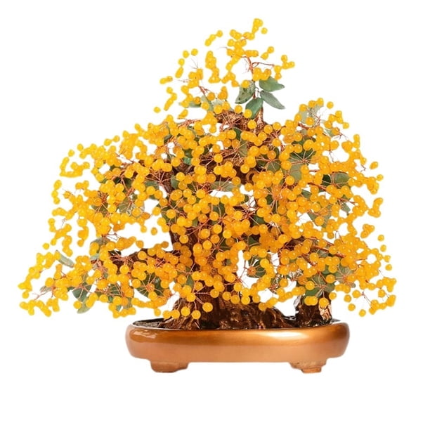 Adorno de cristal de la fortuna, árbol del dinero de calcedonia, árbol de la fortuna for sala de estar y oficina