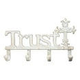 thumbnail image 2 of Cast Iron Rustic White Le Fleur Cross with Trust Letters Sign 4 Pegs Wall Hooks, 2 of 6
