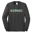 thumbnail image 2 of Wild Bobby Godfidence- Knowing I Can't But He Can Blue and Brown Cheetah Print Inspirational/Christian Men Long Sleeve Shirt, Charcoal, X-Large, 2 of 6