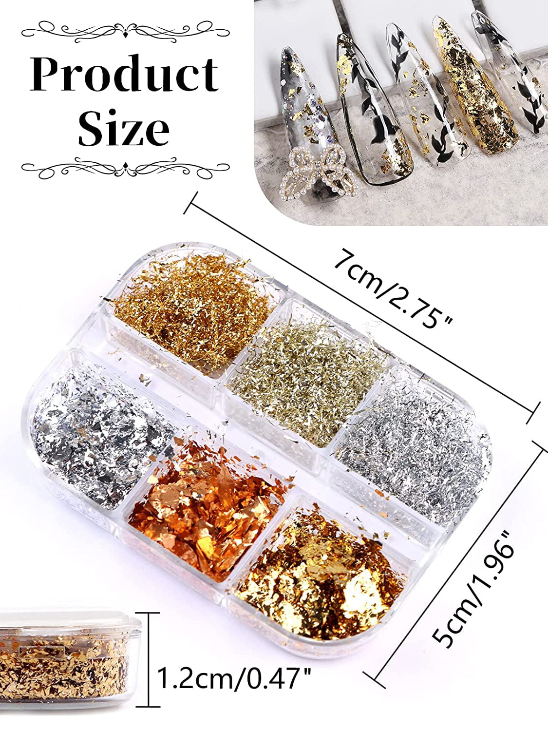 S.A.V.I 12 Grids Gold, Silver, Rose Gold Colors, Nail Foil Manicure, Nail  Art