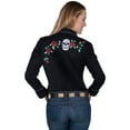 thumbnail image 2 of Scully Womens Black Poly/Rayon Skull & Roses L/S Blouse XL, 2 of 3