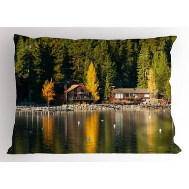 Ambesonne Lake Tahoe Pillow Sham, Carnelian Bay Photo, 26" X 20", Multicolor
