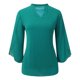 thumbnail image 2 of Blusa de gasa elegante y casual con volantes, mangas 3/4 y cuello en V para mujer - Doble capa y bajo fluido - Para la oficina o fiestas - Tallas S-XXL, 2 of 6