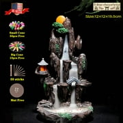 5star-Asianartist Backflow Incense Burner Holder Brown Mountain Waterfall 032 & 60 Cone Gift
