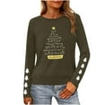 thumbnail image 2 of HOMBOM Womens Long Sleeve Tops Christmas Outfits Ugly Army Green Xmas Snowflakes T Shirts for Women, 2 of 9