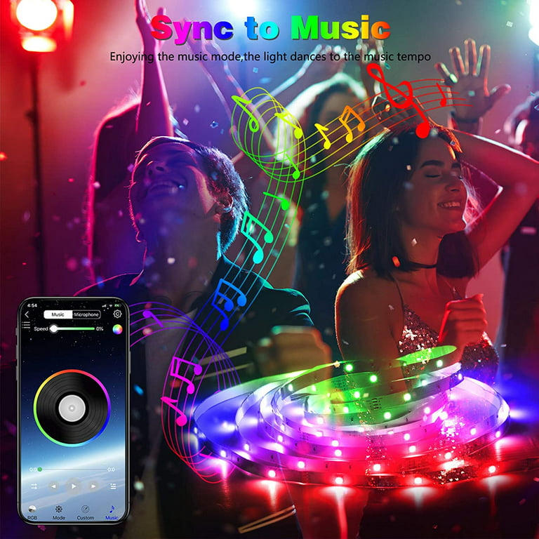 50FT/15M LED Strip Light, Smart RGB 5050 SMD Led Light Strip Music