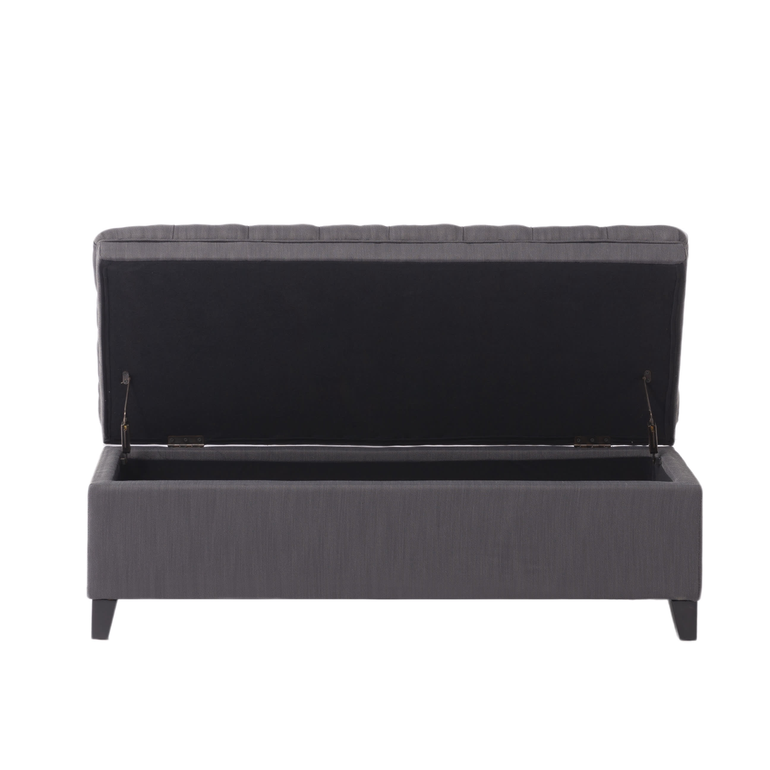 Gewnee 49.41" Flip Top Storage Bench Linen Upholstered Entryway Bedroom Living Room Dark Grey