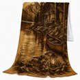 thumbnail image 2 of Rustic Log Cabin Lake Mountain Moonlight Scene Wilderness, Peaceful Mountain Lake Scene, Warm Flannel Blanket for Cabin and Lodge, Outdoor Lovers Camping Gift, Rustic Home Decor, 2 of 9