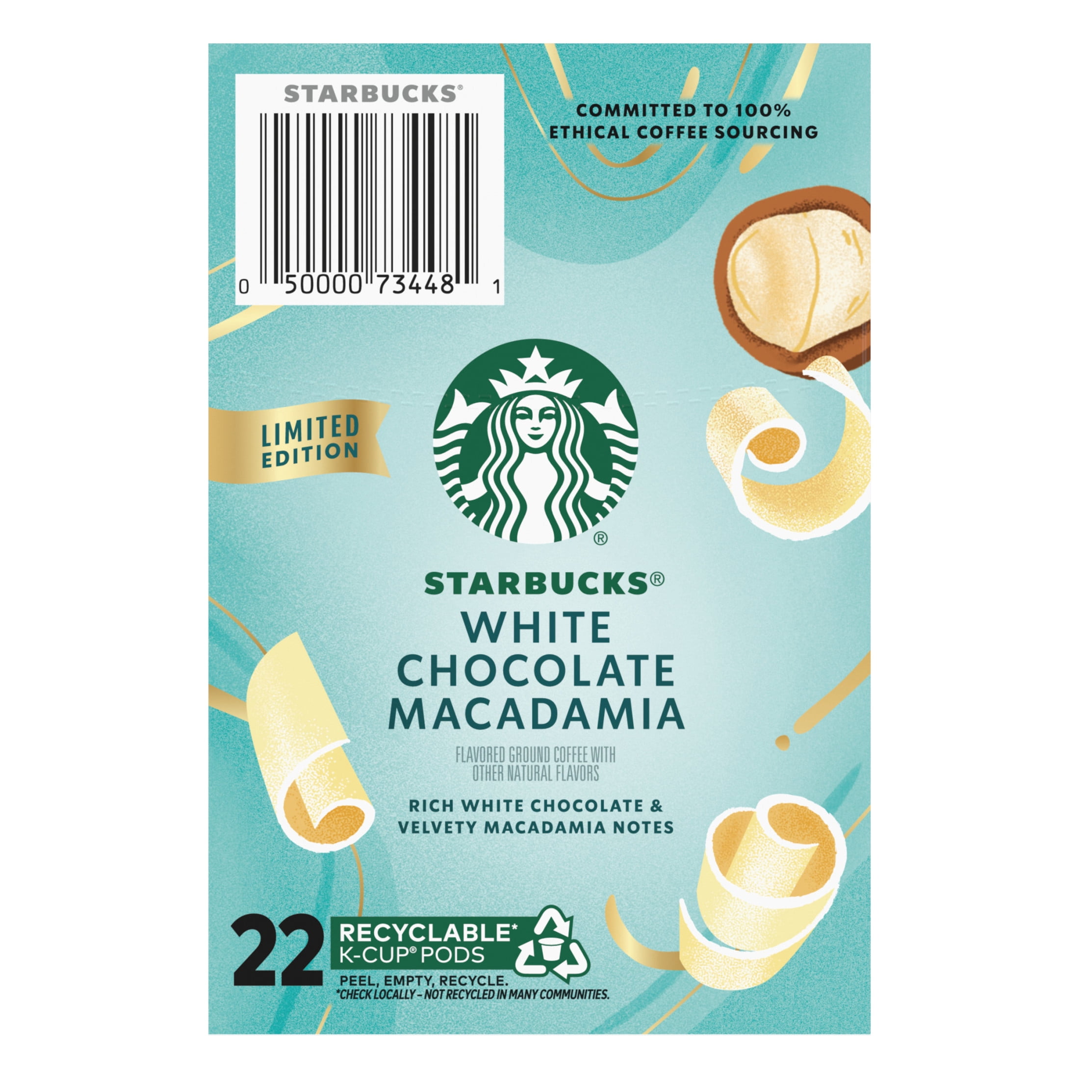 Starbucks White Chocolate Macadamia Flavored Coffee, Keurig K-Cup Coffee Pods, 100% Arabica, 22 Count