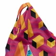 thumbnail image 5 of Abstract Lounger Chair Bag, Rhythmic 80's Style Geometric Summer Tone Motifs on a Striped Background, High Capacity Storage with Handle Container, Lounger Size, Orange and Fuchsia, by Ambesonne, 5 of 5