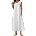 thumbnail image 2 of THDHVS Maxi Dresses for Women 2025,Women's Casual Dresses,Women's Texture Sleeveless Seaside Dress Sleeveless V-neck Dress White 2XL, 2 of 7