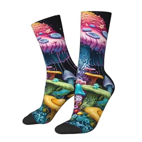 Vsdgher Colorful Mushroom Crew Socks for Men & Women, Breathable Casual Athletic Ankle Socks