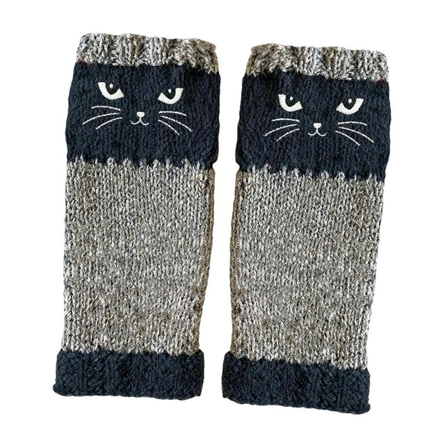 Guantes sin dedos con mangas para muñeca y orificio para el pulgar, ideales para clima frío para mujeres y niñas. azul